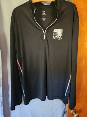 Striker USA Flag Quarter Zip Athletic Pullover Men’s XL Black